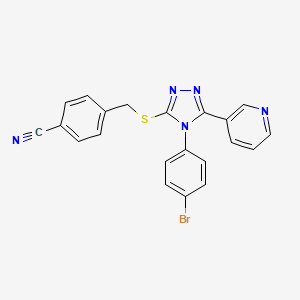 molecular formula C21H14BrN5S B12015108 4-(((4-(4-Bromophenyl)-5-(pyridin-3-yl)-4H-1,2,4-triazol-3-yl)thio)methyl)benzonitrile CAS No. 676332-92-6