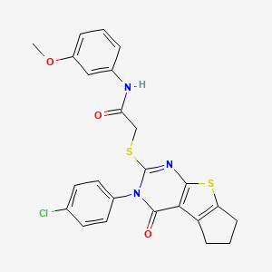 2-{[3-(4-chlorophenyl)-4-oxo-3,5,6,7-tetrahydro-4H-cyclopenta[4,5]thieno[2,3-d]pyrimidin-2-yl]sulfanyl}-N-(3-methoxyphenyl)acetamide