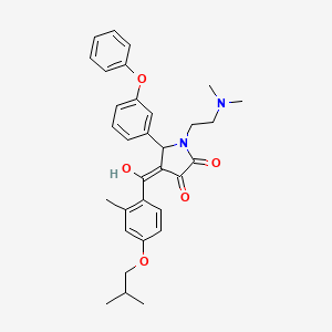 molecular formula C32H36N2O5 B12015125 1-[2-(Dimethylamino)ethyl]-3-hydroxy-4-(4-isobutoxy-2-methylbenzoyl)-5-(3-phenoxyphenyl)-1,5-dihydro-2H-pyrrol-2-one 