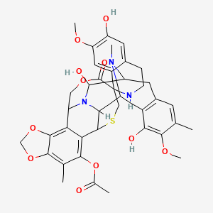 molecular formula C39H43N3O11S B1201513 (5,6',12-Trihydroxy-6,7'-dimethoxy-7,21,30-trimethyl-27-oxospiro[17,19,28-trioxa-24-thia-13,30-diazaheptacyclo[12.9.6.13,11.02,13.04,9.015,23.016,20]triaconta-4(9),5,7,15,20,22-hexaene-26,1'-3,4-dihydro-2H-isoquinoline]-22-yl) acetate 