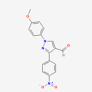 molecular formula C17H13N3O4 B12015161 1-(4-Methoxyphenyl)-3-(4-nitrophenyl)-1H-pyrazole-4-carbaldehyde 