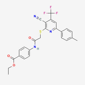 Ethyl 4-[({[3-cyano-6-(4-methylphenyl)-4-(trifluoromethyl)-2-pyridinyl]sulfanyl}acetyl)amino]benzoate