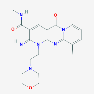 molecular formula C20H24N6O3 B12015224 6-imino-N,11-dimethyl-7-(2-morpholin-4-ylethyl)-2-oxo-1,7,9-triazatricyclo[8.4.0.03,8]tetradeca-3(8),4,9,11,13-pentaene-5-carboxamide CAS No. 618410-50-7