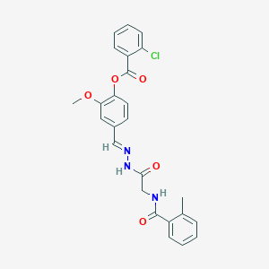 molecular formula C25H22ClN3O5 B12015230 2-Meo-4-(2-(((2-methylbenzoyl)amino)AC)carbohydrazonoyl)phenyl 2-chlorobenzoate CAS No. 767339-13-9