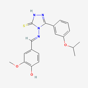 molecular formula C19H20N4O3S B12015252 4-((E)-{[3-(3-isopropoxyphenyl)-5-sulfanyl-4H-1,2,4-triazol-4-yl]imino}methyl)-2-methoxyphenol 