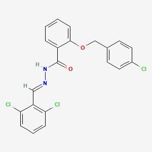 molecular formula C21H15Cl3N2O2 B12015278 2-[(4-chlorophenyl)methoxy]-N-[(E)-(2,6-dichlorophenyl)methylideneamino]benzamide CAS No. 765271-45-2