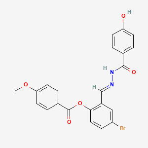 molecular formula C22H17BrN2O5 B12015288 4-Bromo-2-(2-(4-hydroxybenzoyl)carbohydrazonoyl)phenyl 4-methoxybenzoate CAS No. 769150-48-3