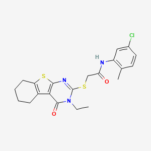 molecular formula C21H22ClN3O2S2 B12015321 N-(5-chloro-2-methylphenyl)-2-[(3-ethyl-4-oxo-3,4,5,6,7,8-hexahydro[1]benzothieno[2,3-d]pyrimidin-2-yl)sulfanyl]acetamide CAS No. 618879-80-4