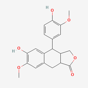 molecular formula C20H20O6 B1201536 6-羟基-4-(4-羟基-3-甲氧基苯基)-7-甲氧基-3a,4,9,9a-四氢萘[2,3-c]呋喃-1(3H)-酮 CAS No. 5474-93-1