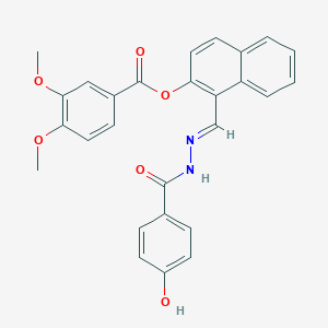 1-(2-(4-Hydroxybenzoyl)carbohydrazonoyl)-2-naphthyl 3,4-dimethoxybenzoate