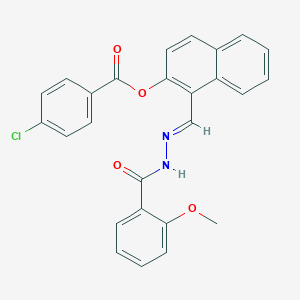 molecular formula C26H19ClN2O4 B12015381 1-(2-(2-Methoxybenzoyl)carbohydrazonoyl)-2-naphthyl 4-chlorobenzoate CAS No. 769146-44-3