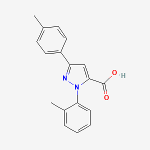 molecular formula C18H16N2O2 B12015432 1-O-Tolyl-3-P-tolyl-1H-pyrazole-5-carboxylic acid CAS No. 618102-23-1