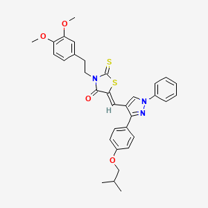 molecular formula C33H33N3O4S2 B12015439 (5Z)-3-[2-(3,4-dimethoxyphenyl)ethyl]-5-{[3-(4-isobutoxyphenyl)-1-phenyl-1H-pyrazol-4-yl]methylene}-2-thioxo-1,3-thiazolidin-4-one CAS No. 624724-27-2