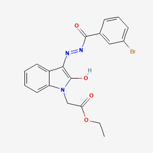 Ethyl 2-(3-(2-(3-bromobenzoyl)hydrazono)-2-oxoindolin-1-yl)acetate