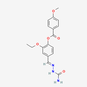 molecular formula C18H19N3O5 B12015520 4-(2-(Aminocarbonyl)carbohydrazonoyl)-2-ethoxyphenyl 4-methoxybenzoate CAS No. 392696-53-6