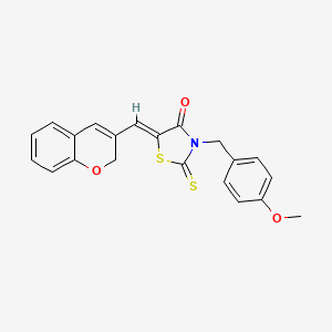 molecular formula C21H17NO3S2 B12015536 5-(2H-Chromen-3-ylmethylene)-3-(4-methoxybenzyl)-2-thioxo-1,3-thiazolidin-4-one CAS No. 618074-28-5