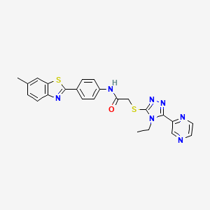 2-((4-Ethyl-5-(pyrazin-2-yl)-4H-1,2,4-triazol-3-yl)thio)-N-(4-(6-methylbenzo[d]thiazol-2-yl)phenyl)acetamide