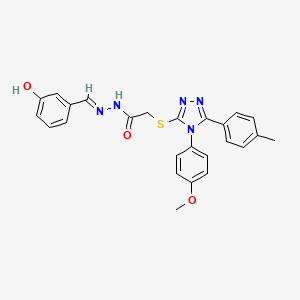 molecular formula C25H23N5O3S B12015598 N'-[(E)-(3-hydroxyphenyl)methylidene]-2-{[4-(4-methoxyphenyl)-5-(4-methylphenyl)-4H-1,2,4-triazol-3-yl]sulfanyl}acetohydrazide 