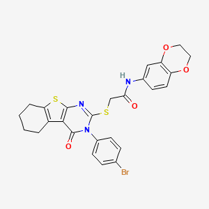 2-{[3-(4-bromophenyl)-4-oxo-3,4,5,6,7,8-hexahydro[1]benzothieno[2,3-d]pyrimidin-2-yl]sulfanyl}-N-(2,3-dihydro-1,4-benzodioxin-6-yl)acetamide