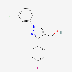 molecular formula C16H12ClFN2O B12015647 (1-(3-Chlorophenyl)-3-(4-fluorophenyl)-1H-pyrazol-4-YL)methanol 