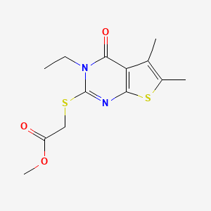 Methyl 2-((3-ethyl-5,6-dimethyl-4-oxo-3,4-dihydrothieno[2,3-d]pyrimidin-2-yl)thio)acetate