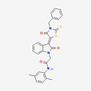 molecular formula C28H23N3O3S2 B12015679 2-[(3Z)-3-(3-benzyl-4-oxo-2-thioxo-1,3-thiazolidin-5-ylidene)-2-oxo-2,3-dihydro-1H-indol-1-yl]-N-(2,5-dimethylphenyl)acetamide CAS No. 617698-30-3