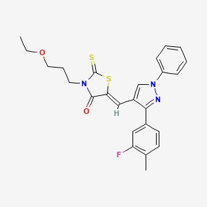 (5Z)-3-(3-Ethoxypropyl)-5-{[3-(3-fluoro-4-methylphenyl)-1-phenyl-1H-pyrazol-4-YL]methylene}-2-thioxo-1,3-thiazolidin-4-one