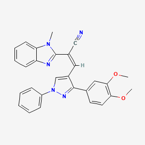 (2Z)-3-[3-(3,4-dimethoxyphenyl)-1-phenyl-1H-pyrazol-4-yl]-2-(1-methyl-1H-benzimidazol-2-yl)-2-propenenitrile