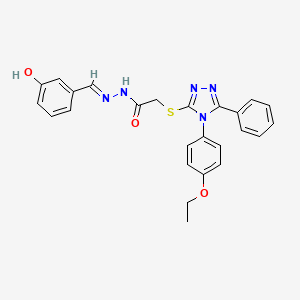 molecular formula C25H23N5O3S B12015738 2-{[4-(4-ethoxyphenyl)-5-phenyl-4H-1,2,4-triazol-3-yl]sulfanyl}-N'-[(E)-(3-hydroxyphenyl)methylidene]acetohydrazide 