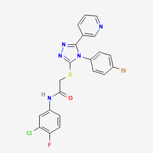 molecular formula C21H14BrClFN5OS B12015794 2-{[4-(4-bromophenyl)-5-(pyridin-3-yl)-4H-1,2,4-triazol-3-yl]sulfanyl}-N-(3-chloro-4-fluorophenyl)acetamide 