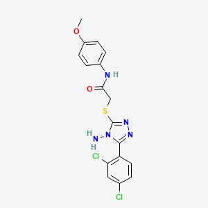 molecular formula C17H15Cl2N5O2S B12016013 2-{[4-amino-5-(2,4-dichlorophenyl)-4H-1,2,4-triazol-3-yl]sulfanyl}-N-(4-methoxyphenyl)acetamide CAS No. 575466-20-5