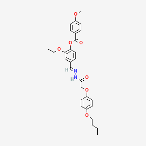 molecular formula C29H32N2O7 B12016050 4-(2-((4-Butoxyphenoxy)acetyl)carbohydrazonoyl)-2-ethoxyphenyl 4-methoxybenzoate CAS No. 769150-24-5