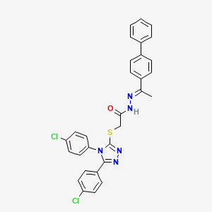 N'-[(1E)-1-(biphenyl-4-yl)ethylidene]-2-{[4,5-bis(4-chlorophenyl)-4H-1,2,4-triazol-3-yl]sulfanyl}acetohydrazide