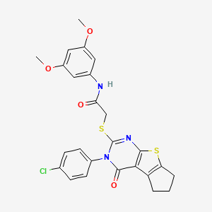 2-{[3-(4-chlorophenyl)-4-oxo-3,5,6,7-tetrahydro-4H-cyclopenta[4,5]thieno[2,3-d]pyrimidin-2-yl]sulfanyl}-N-(3,5-dimethoxyphenyl)acetamide