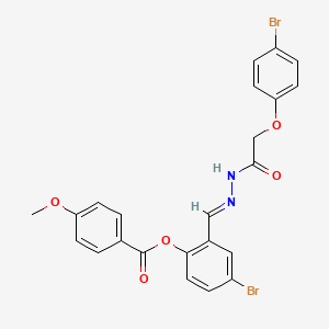 molecular formula C23H18Br2N2O5 B12016162 4-Bromo-2-(2-((4-bromophenoxy)acetyl)carbohydrazonoyl)phenyl 4-methoxybenzoate CAS No. 765286-14-4