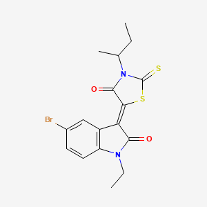 molecular formula C17H17BrN2O2S2 B12016223 5-(5-Bromo-1-ethyl-2-oxoindolin-3-ylidene)-3-(sec-butyl)-2-thioxothiazolidin-4-one CAS No. 617697-72-0