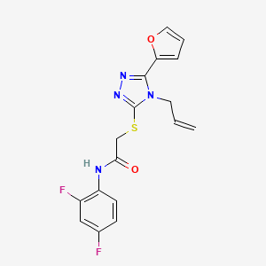 molecular formula C17H14F2N4O2S B12016272 N-(2,4-difluorophenyl)-2-{[5-(furan-2-yl)-4-(prop-2-en-1-yl)-4H-1,2,4-triazol-3-yl]sulfanyl}acetamide CAS No. 577964-46-6