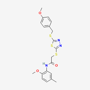 2-({5-[(4-methoxybenzyl)sulfanyl]-1,3,4-thiadiazol-2-yl}sulfanyl)-N-(2-methoxy-5-methylphenyl)acetamide