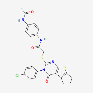 N-[4-(acetylamino)phenyl]-2-{[3-(4-chlorophenyl)-4-oxo-3,5,6,7-tetrahydro-4H-cyclopenta[4,5]thieno[2,3-d]pyrimidin-2-yl]sulfanyl}acetamide