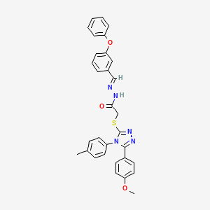 2-{[5-(4-methoxyphenyl)-4-(4-methylphenyl)-4H-1,2,4-triazol-3-yl]sulfanyl}-N'-[(E)-(3-phenoxyphenyl)methylidene]acetohydrazide