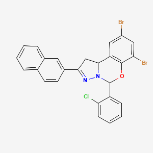 molecular formula C26H17Br2ClN2O B12016440 7,9-Dibromo-5-(2-chlorophenyl)-2-(naphthalen-2-yl)-5,10b-dihydro-1H-benzo[e]pyrazolo[1,5-c][1,3]oxazine CAS No. 763110-07-2