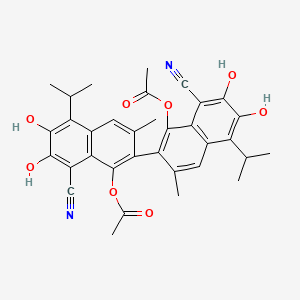 molecular formula C34H32N2O8 B1201646 Gossylic nitrile-1,1'-diacetate CAS No. 94242-60-1