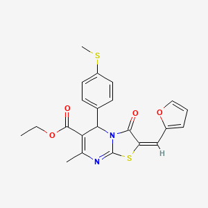 Ethyl 2-(furan-2-ylmethylene)-7-methyl-5-(4-(methylthio)phenyl)-3-oxo-3,5-dihydro-2H-thiazolo[3,2-a]pyrimidine-6-carboxylate