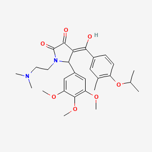 molecular formula C28H36N2O7 B12016467 1-[2-(Dimethylamino)ethyl]-3-hydroxy-4-(4-isopropoxy-3-methylbenzoyl)-5-(3,4,5-trimethoxyphenyl)-1,5-dihydro-2H-pyrrol-2-one 