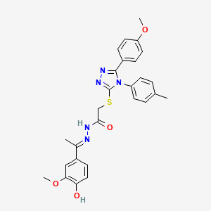 N'-[(1E)-1-(4-hydroxy-3-methoxyphenyl)ethylidene]-2-{[5-(4-methoxyphenyl)-4-(4-methylphenyl)-4H-1,2,4-triazol-3-yl]sulfanyl}acetohydrazide