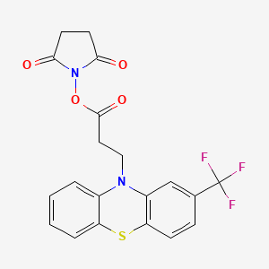 B1201654 1-({3-[2-(Trifluoromethyl)-10h-phenothiazin-10-yl]propanoyl}oxy)pyrrolidine-2,5-dione CAS No. 92911-21-2