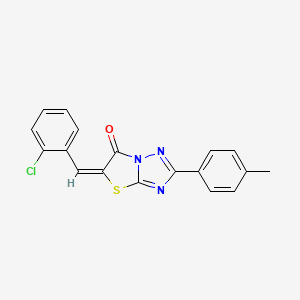 molecular formula C18H12ClN3OS B12016564 (5E)-5-(2-chlorobenzylidene)-2-(4-methylphenyl)[1,3]thiazolo[3,2-b][1,2,4]triazol-6(5H)-one CAS No. 606955-46-8