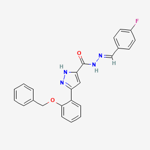 molecular formula C24H19FN4O2 B12016576 3-(2-(Benzyloxy)phenyl)-N'-(4-fluorobenzylidene)-1H-pyrazole-5-carbohydrazide CAS No. 634895-24-2