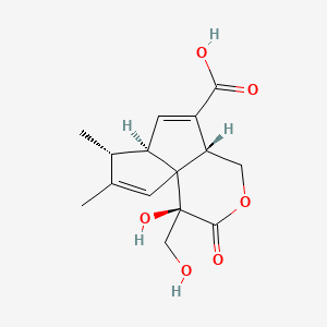 B1201658 (4r,7r,7Ar,9ar)-4-hydroxy-4-(hydroxymethyl)-6,7-dimethyl-3-oxo-1,3,4,7,7a,9a-hexahydropentaleno[1,6a-c]pyran-9-carboxylic acid CAS No. 93361-64-9