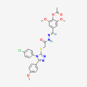 4-{(E)-[2-({[4-(4-chlorophenyl)-5-(4-methoxyphenyl)-4H-1,2,4-triazol-3-yl]sulfanyl}acetyl)hydrazinylidene]methyl}-2,6-dimethoxyphenyl acetate